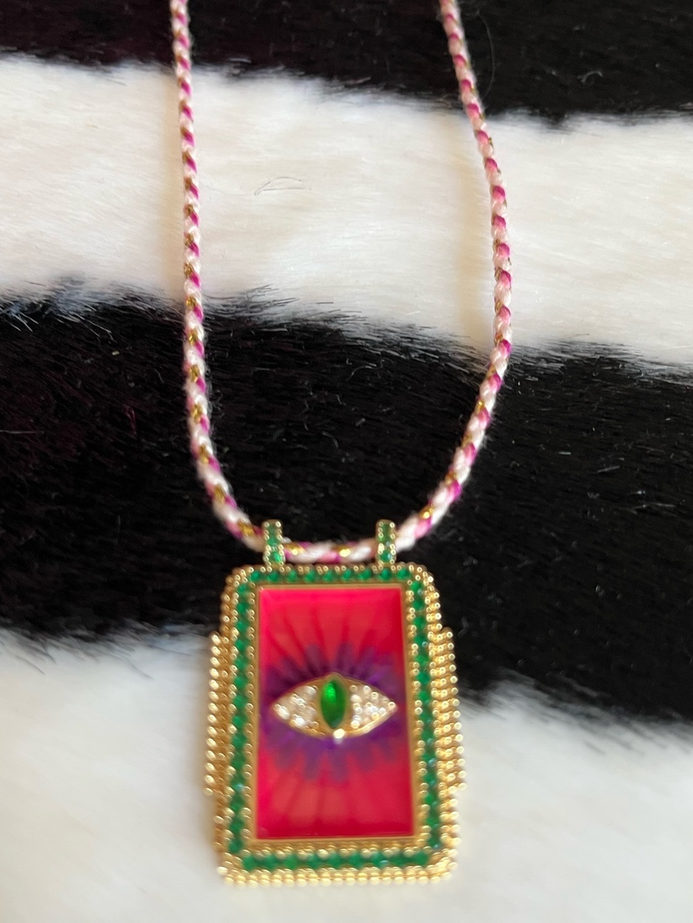 PINK EVIL EYE BOHEMIAN NECKLACE